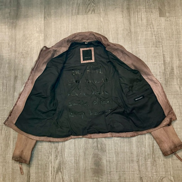 New Mauritius Distressed Leather Brown Y2K 90’s vibe Jacket Size US 8 EU M DE38 - Picture 3 of 16